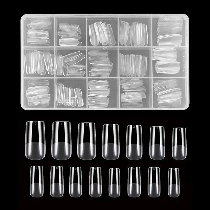 240/330 pièces pointes d'ongles demi-mates, carrés 15 tailles faux ongles transparents couverture co