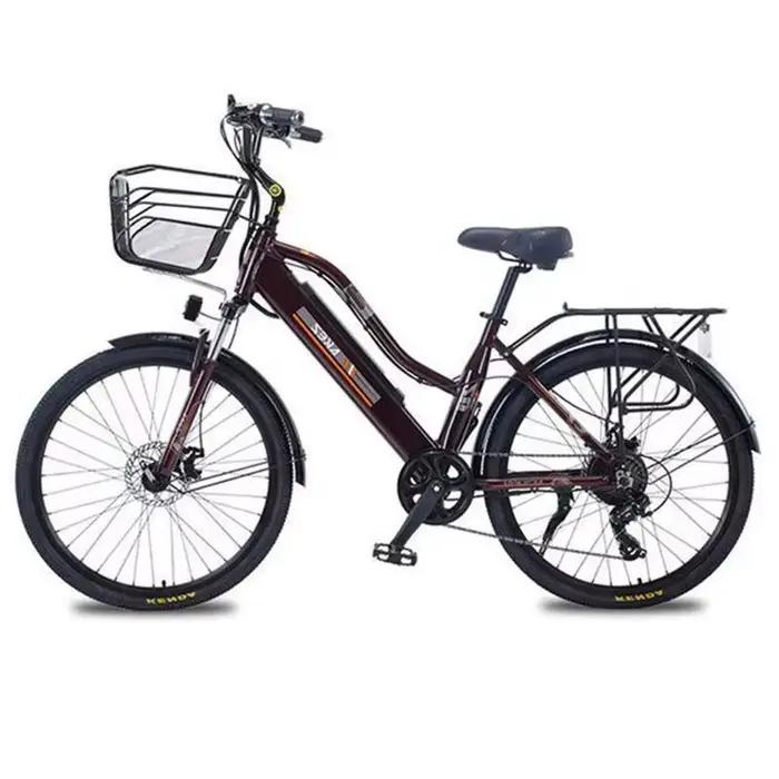 Vélo électrique 2 places 26 pouces 350W avec panier et amortisseur pour déplacements quotidiens en ville avec enfants ou conjoints