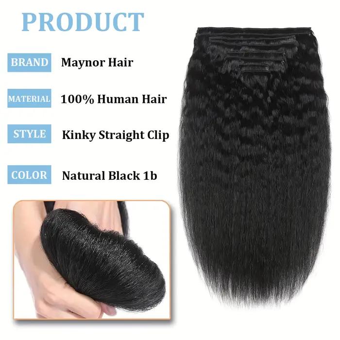 Extensions de cheveux brésiliens Remy à Clip, cheveux crépus lisses, 100% vrais cheveux humains, noi