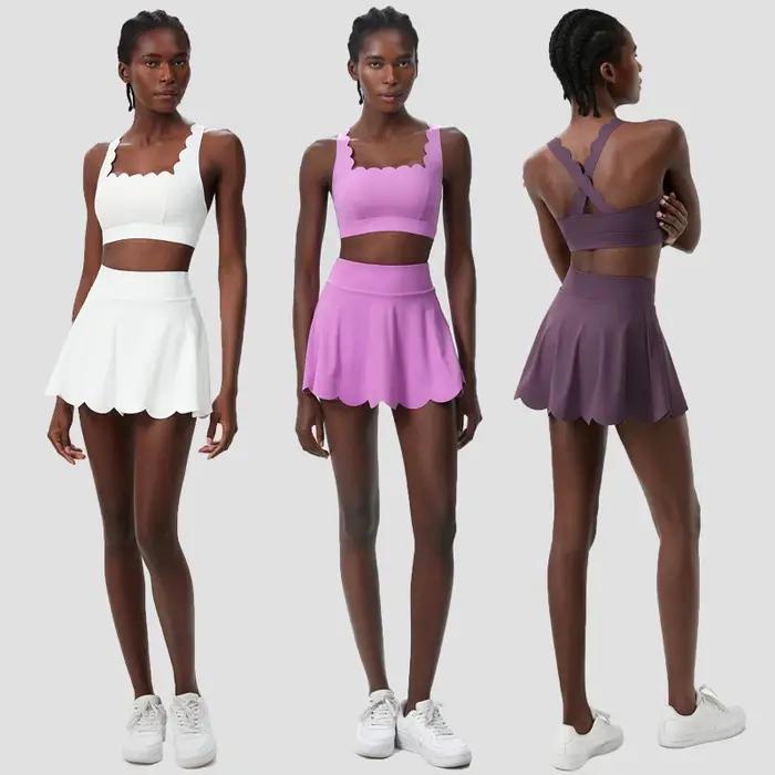 Tenue de Tennis d'Été Femmes - Ensemble Sportif Respirant à Séchage Rapide pour Yoga Course et Gym Extérieur