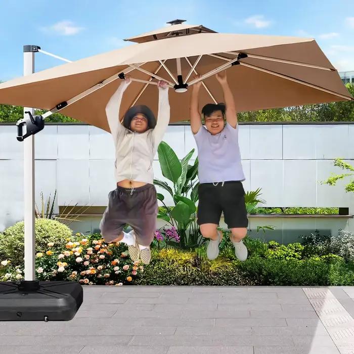 Parapluie solaire en porte-à-faux robuste, Parasols, mobilier d'extérieur