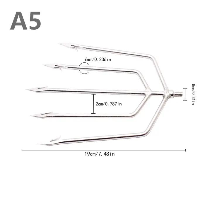 Hameçon d'ancrage de poisson en acier inoxydable, tête de harpon, avec barbe, fourchette pointue, de
