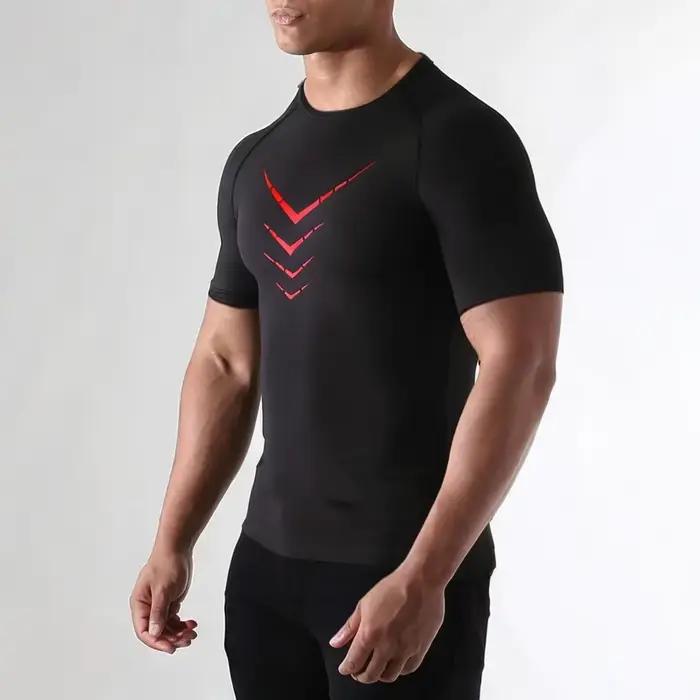 T-Shirt à manches courtes pour hommes, vêtements de course, d'entraînement, de sport, respirant, hau