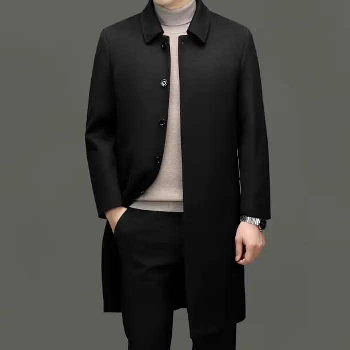 Manteaux en cachemire haut de gamme et à la mode pour hommes pour l'automne et l'hiver, vestes à rev