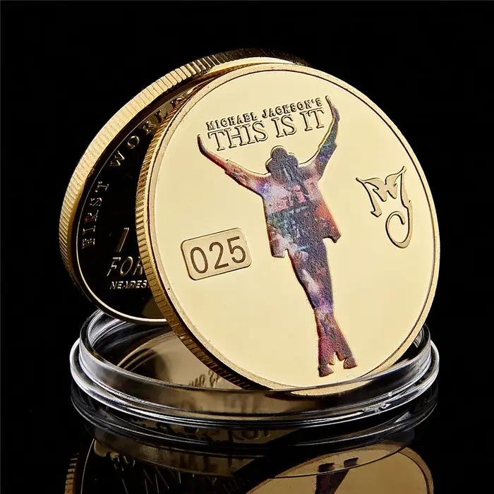 Michael Jackson le roi du Pop pièce commémorative plaquée or cadeau d'anniversaire pièces de collect