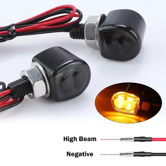 E marqué M8 Mini moto clignotant indicateur lumineux 12V ambre LED signaux clignotant lampe pour caf