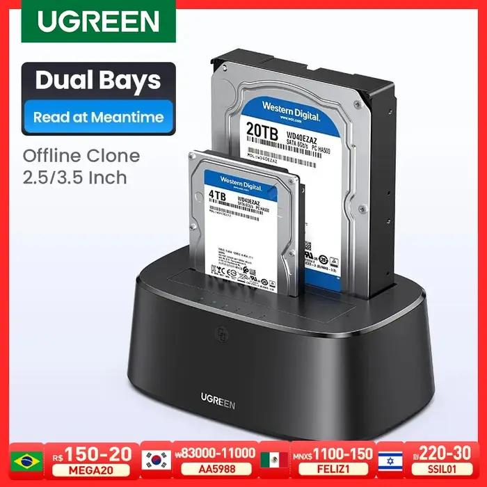 UGREEN – Station d'accueil pour disque dur SATA vers USB 3.0, adaptateur pour 2.5 3.5 SSD, boîtier p