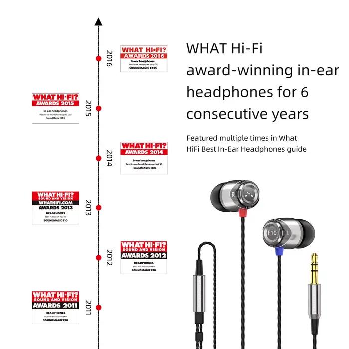 SoundMAGIC – écouteurs intra-auriculaires filaires E10, oreillettes filaires, basses puissantes, sté