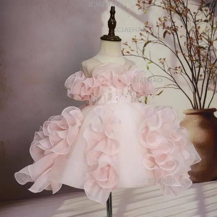 Nouvelle Robe Tutu de Cérémonie pour Bébé Fille, Tenue de Performance pour Fête de Premier Anniversa