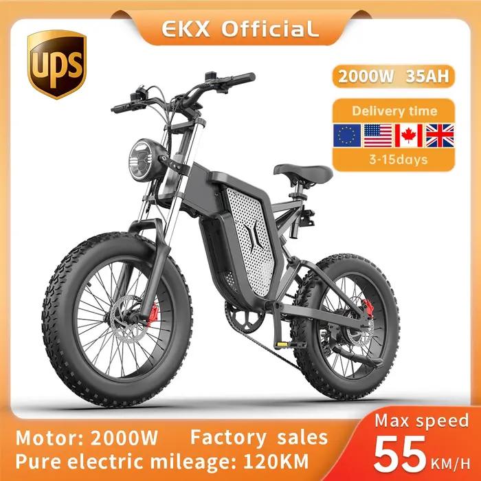 Vélo électrique montagne EKX X20 20 pouces motorisé 2000W 48V pour randonnées et aventures户外探险和远足的理想电动山地车EKX X20 20英寸电动助力自行车48伏2000瓦