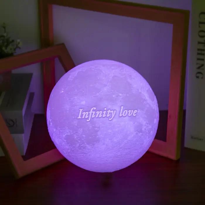 Lampe lunaire imprimée en 3D, texte Photo personnalisé, veilleuse USB personnalisée, anniversaire, f