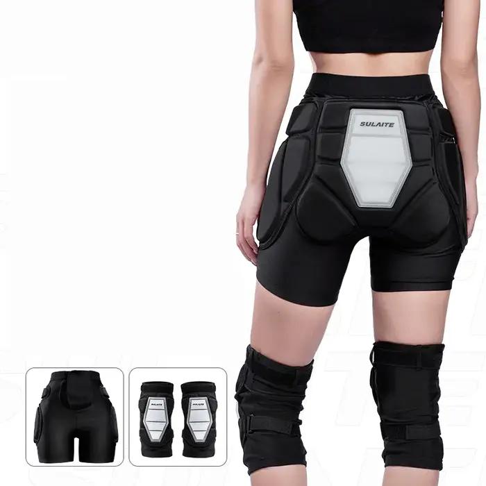 Short de protection rembourré 3D avec genouillères - Équipement en Silicone EVA pour cyclisme et sports d'hiver