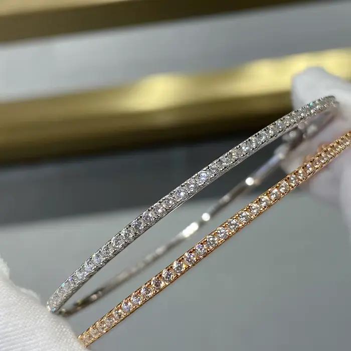 Bijoux en argent Sterling 925 pur pour femmes, marque de qualité, bracelet en or, diamant mobile, bi