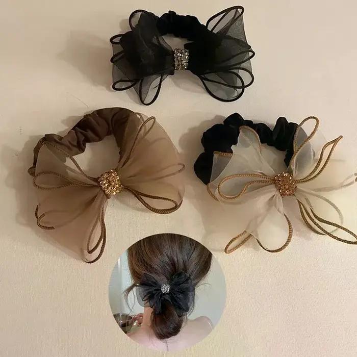 Nouveaux Accessoires Pour Cheveux Élastiques Attachés Chouchous Bandeaux Coiffes Avec Nœuds Papillon Pour Femme Fille Occasions Spéciales