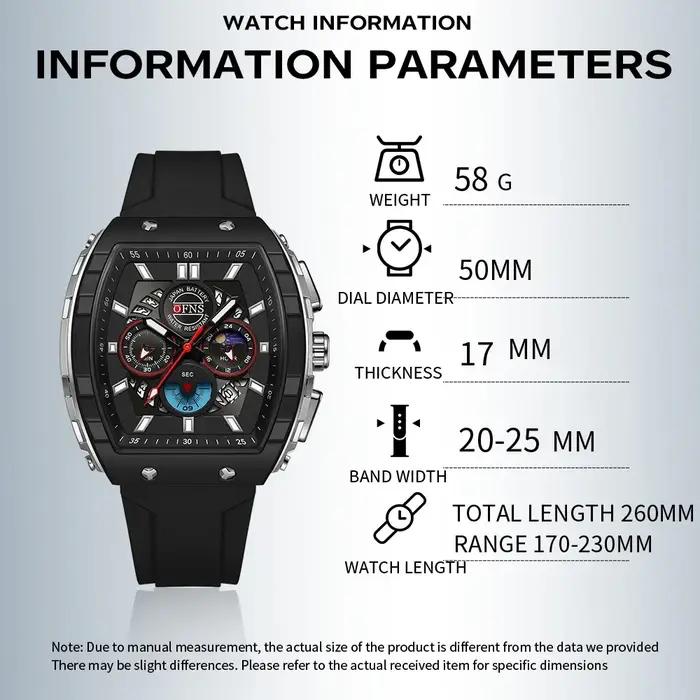 OFNS mode montres à Quartz pour homme lumineux étanche chronographe calendrier bracelet en Silicone