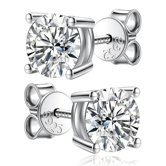 KNOBSPIN-Boucles d'oreilles en moissanite pour femme, clous d'oreilles en diamant cultivé en laborat