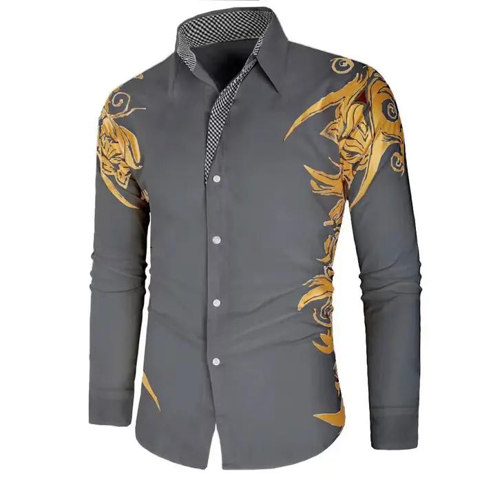Chemise à manches longues pour hommes, chemise imprimée, mode, décontractée, haute qualité, élégante