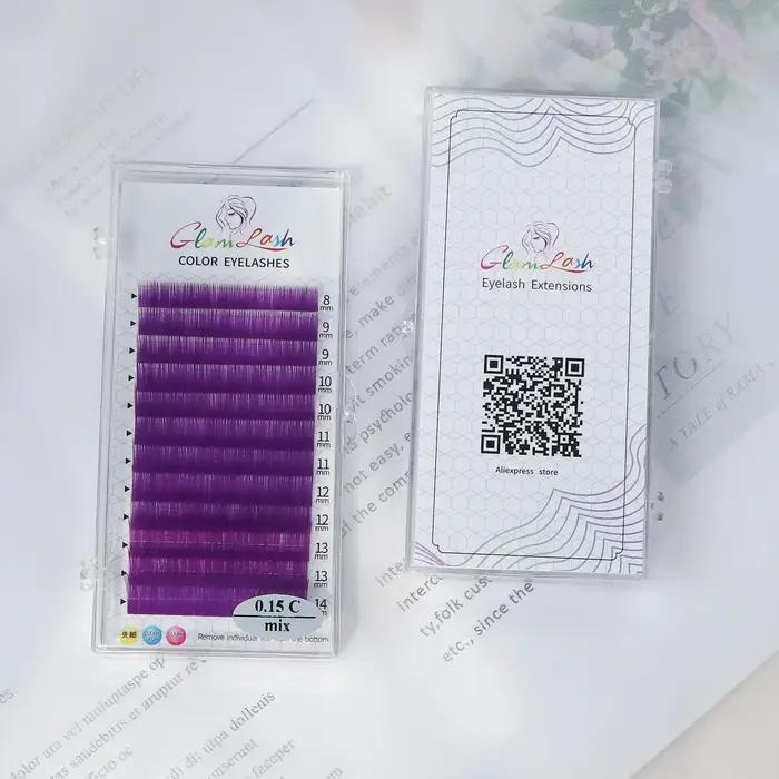 GLAMLASH couleur cils violet bleu marron vert rouge blanc rose jaune Extensions de cils individuels