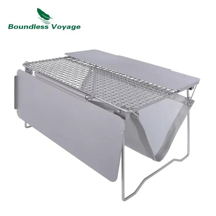 Boundless Voyage Portable Grill, Table de camping, Pliant en titane, Grille de feu de camp, Pique-ni