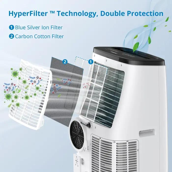 Climatiseur portable avec télécommande, 14 000BTU (RAE prédit), DeAquarelle, Ventilateur avec téléco