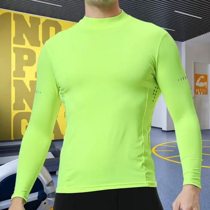 Hommes Compression Sport hauts cols hauts élasticité respirant T-Shirt salle de Sport course sweat F