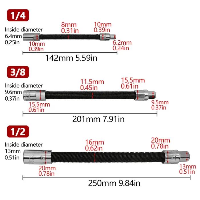 Clé électrique adaptateur élastique, arbre souple universel, clé à cliquet rapide, tige d'extension