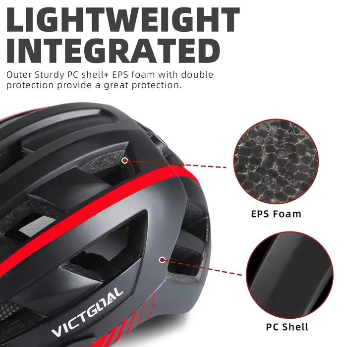 VICTGOAL Casque de vélo pour hommes Lunettes de protection solaire Casque de cyclisme LED USB Lumièr
