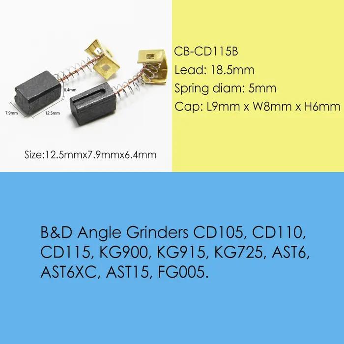 5 paires de balais de charbon 6,4 x 7,9 x 12,5 mm 596071 -00 pour meuleuse d'angle Black Decker, mot