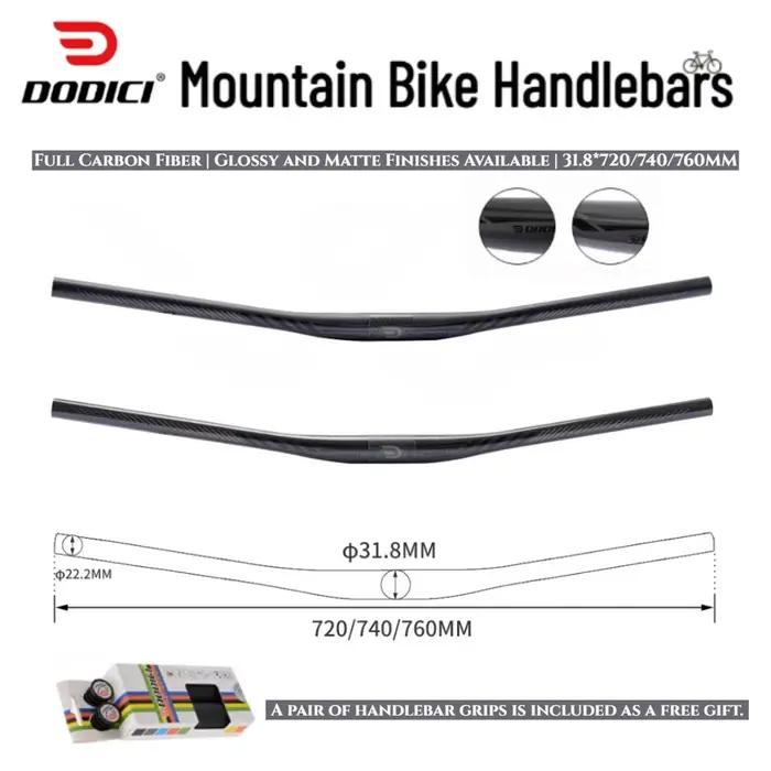 Guidon VTT entièrement en fibre de carbone DODICI 720 mm/740 mm/760 mm 9 ° Rise 5mm pour XC VTT vé