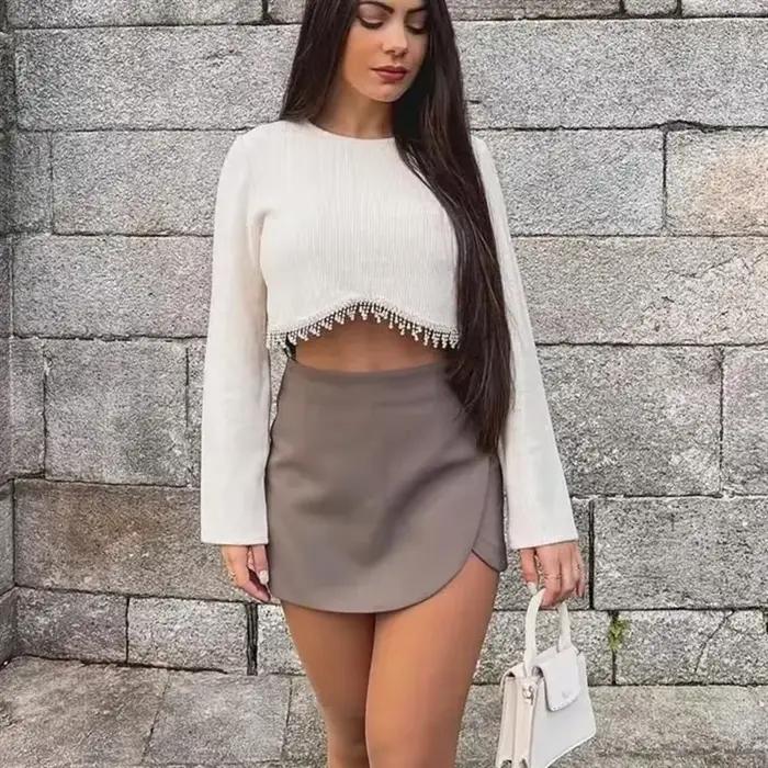 MUJER 2025 noir Mini jupe Shorts femme mode asymétrique jupe pour femmes taille haute jupes courtes