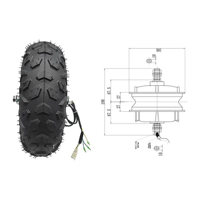 Kit de moteur électrique sans balais pour brouette de 24v 36v 48v 350w 500w, pneus tout-terrain de 1