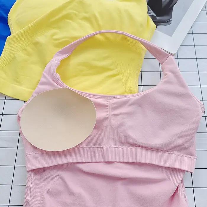 Bralette dos nu à col carré pour femmes, bretelles épaisses, coupe ajustée, coussinets amovibles, ha