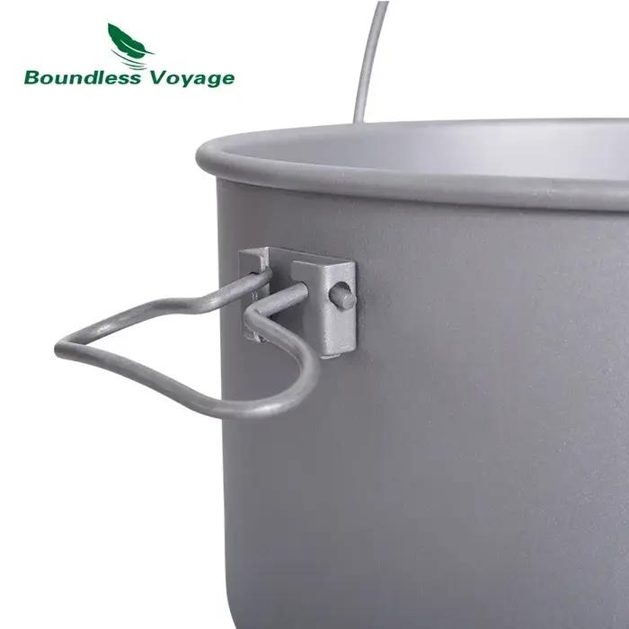 Boundless Voyage-Casseroles de cuisine en titane avec poignée, bouilloire de randonnée, ustensiles d