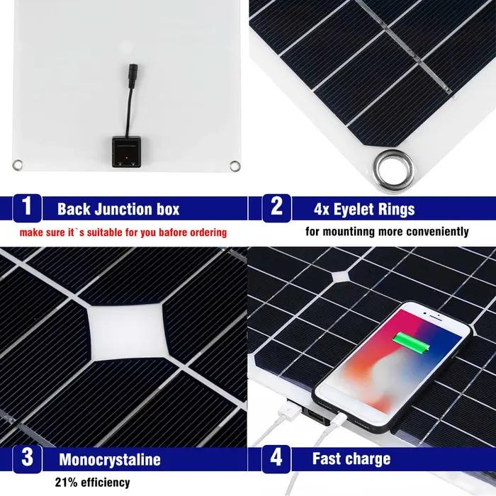 Kit de panneau solaire flexible, contrôleur de chargeur injuste de batterie, système d'éclairage dom