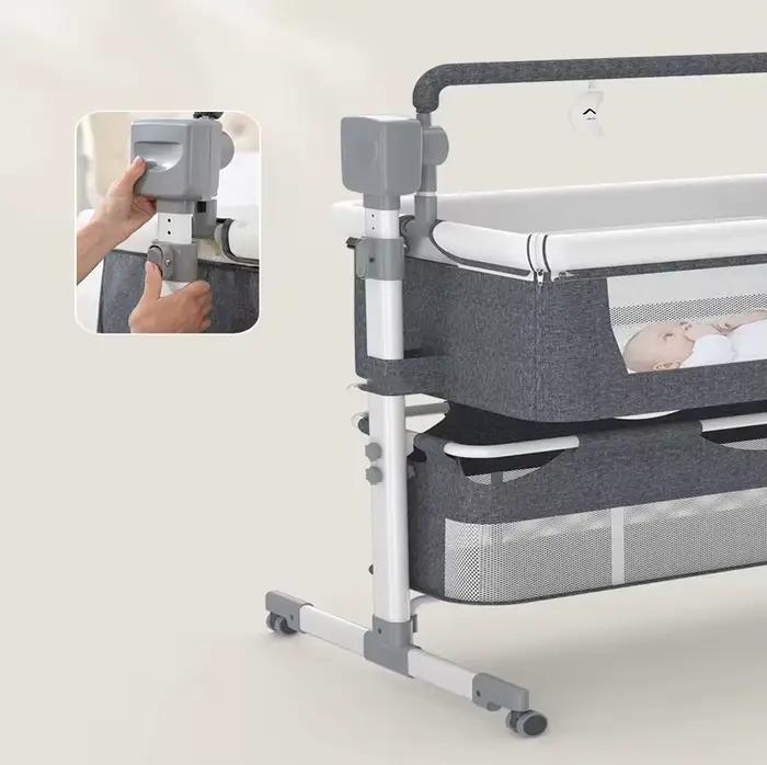 Berceau électrique 3-en-1 pour bébé, lit d'appoint, chaise haute et balancelle avec Bluetooth, téléc