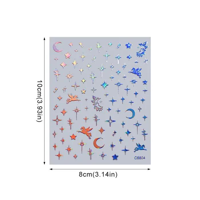 4/6 feuilles/Kit holographique arc-en-ciel amour coeur autocollant pour ongles 3D Laser coeur autoco