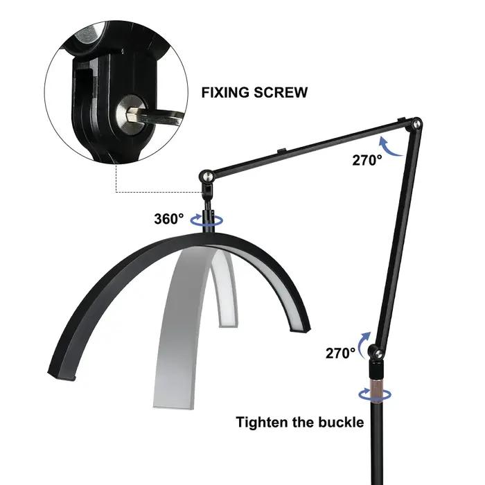 Lampe d'extension de cils à LED demi-lune, lampadaire, beauté, soin de la peau, sourcils, angle soeu