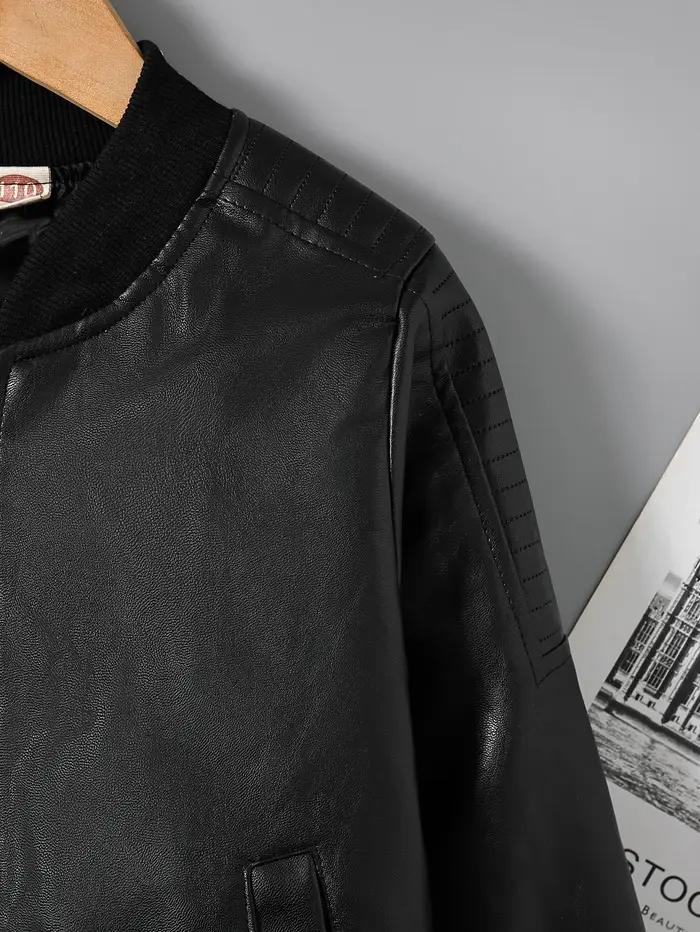 Vêtements pour enfants pour garçons, veste en cuir PU pour enfants plus âgés, veste de style moto d'