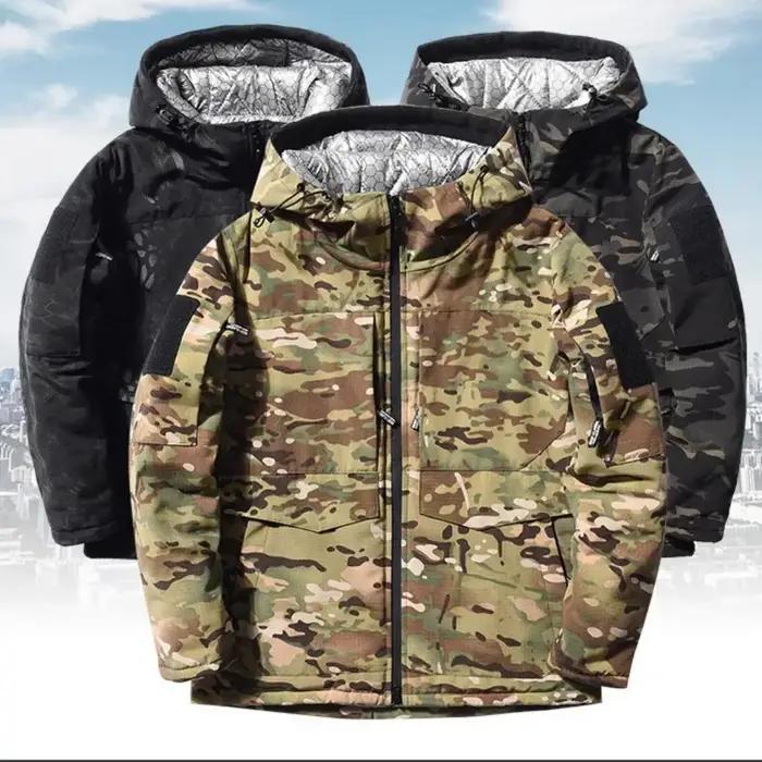 Veste thermique en coton camouflage militaire C09 pour homme, épaisse, chaude, coupe-vent, avec ferm