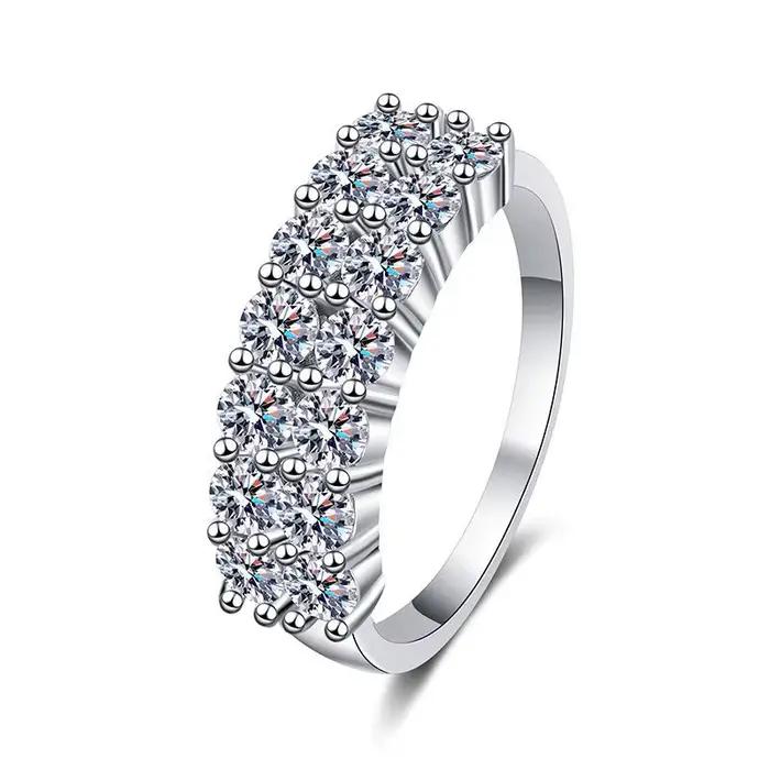 Bague de luxe en moissanite couleur D 1,4 carat pour femme, en argent sterling 925 véritable, pour m