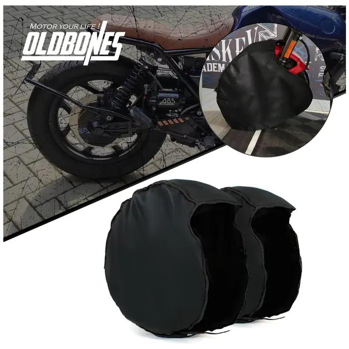 Housse d'isolation thermique épaisse pour pneus de moto, 17 pouces, Protection contre le chaud, pare-vent avec bord noir, polaire avant et arrière