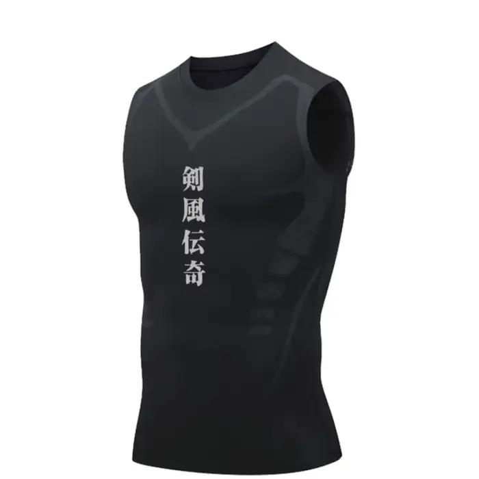 Chemise sans manches à Compression pour hommes, gilet de Sport, Fitness, basket-ball, Manga, débarde