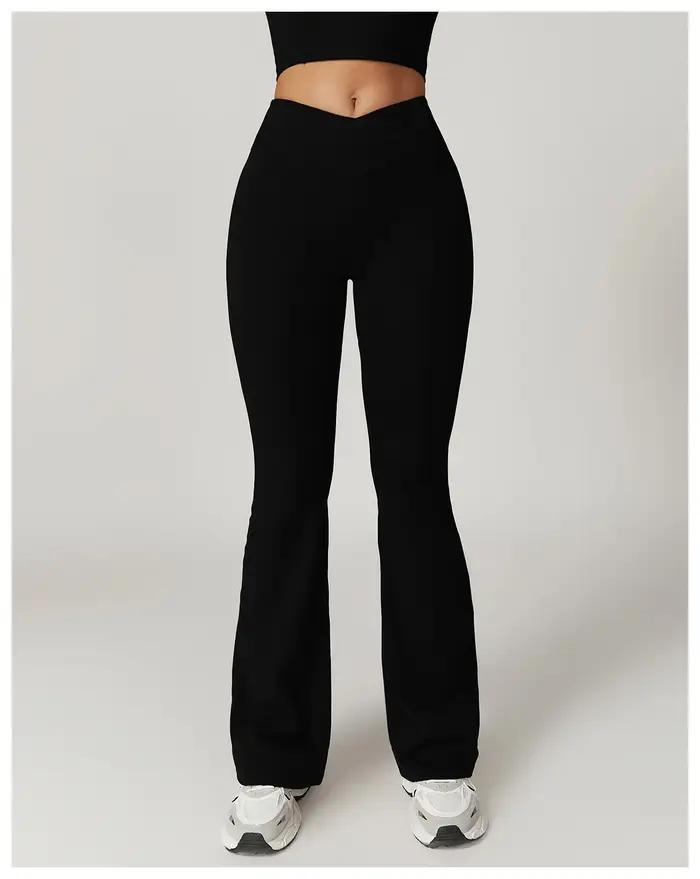 Leggings de Yoga évasés croisés pour femmes, taille haute, bas de cloche croisée en V, contrôle du v