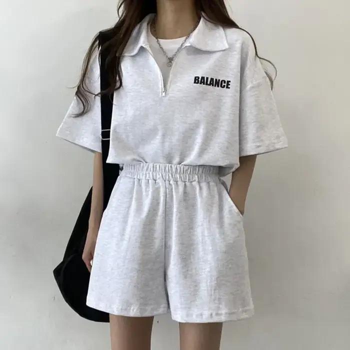 Ensembles de survêtement deux pièces pour femmes chemisier à manches courtes shorts à imprimé sportif décontracté solide été occasions spéciales activité physique style moderne