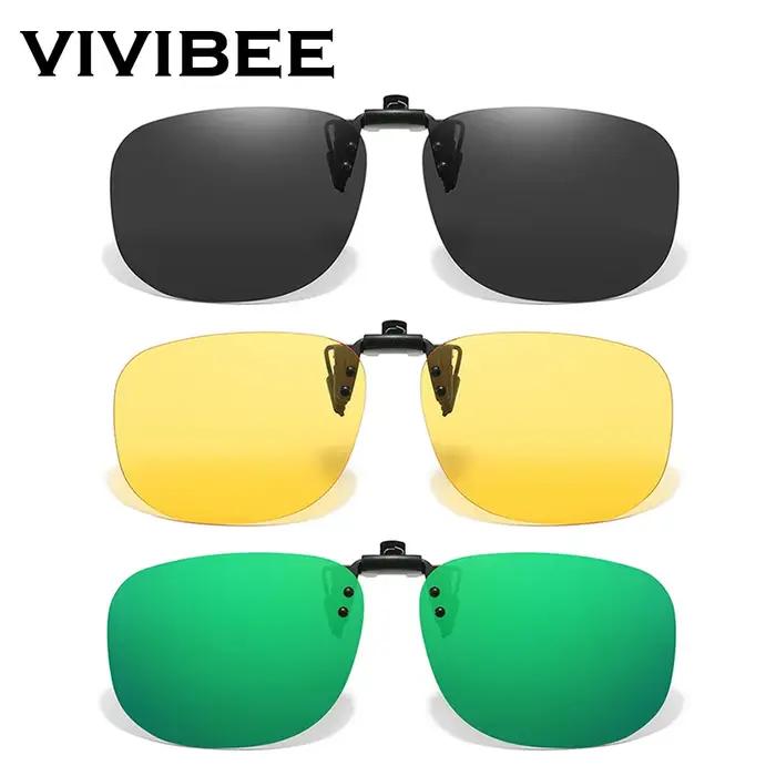 VIVIBEE Flip Up Clip sur lunettes de soleil polarisées hommes carré UV400 photochromique Vision noct