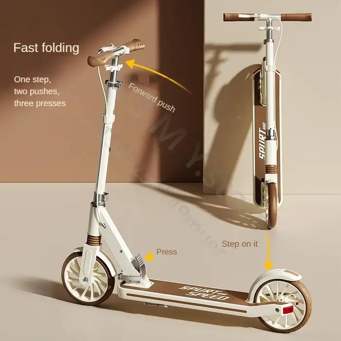 Trottinette pour enfants, vélo pliable, grande roue coulissante pour enfants, trottinette à deux roues pour adultes de 5 à 15 ans