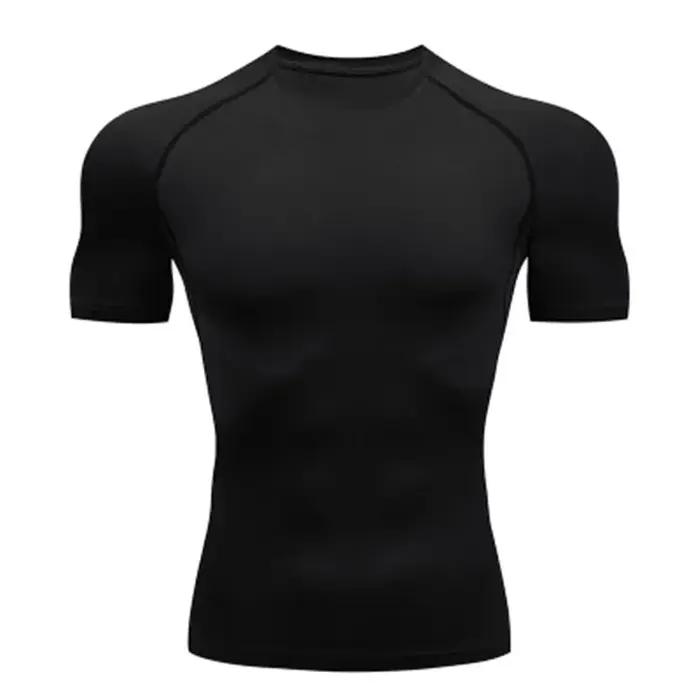 T-shirt de compression élastique respirant pour homme, haut serré, sweat-shirt de course, jogging, s