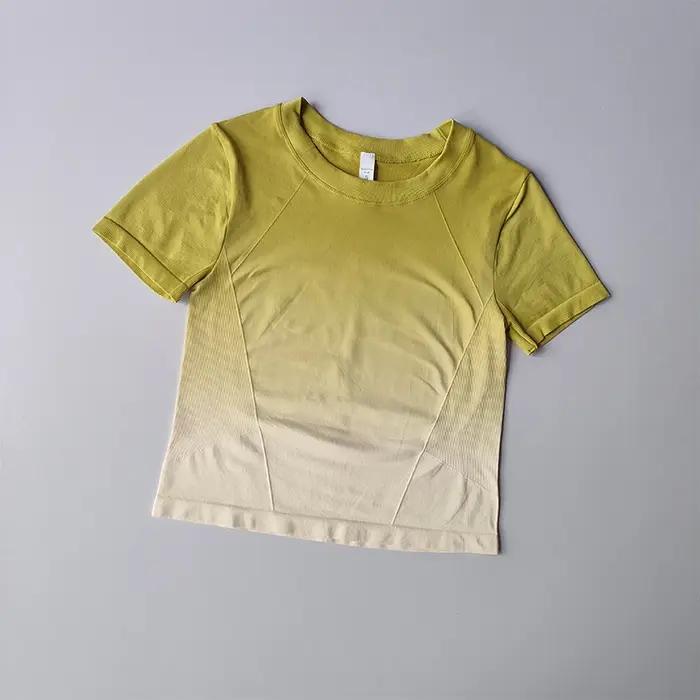 T-shirt sport femme manches courtes léger haut de yoga élastique pour fitness et fin d'été occasions spéciales