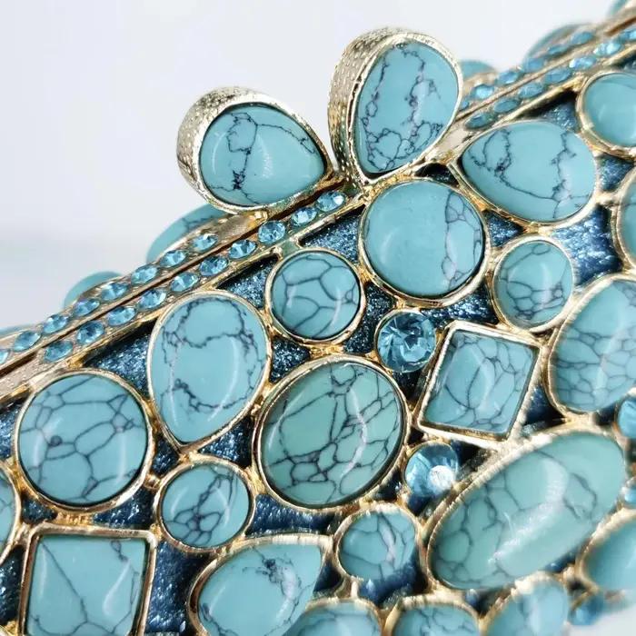 Boutique De FGG Turquoise synthétique Agate pierre sacs De soirée et pochettes pour femmes sacs De f