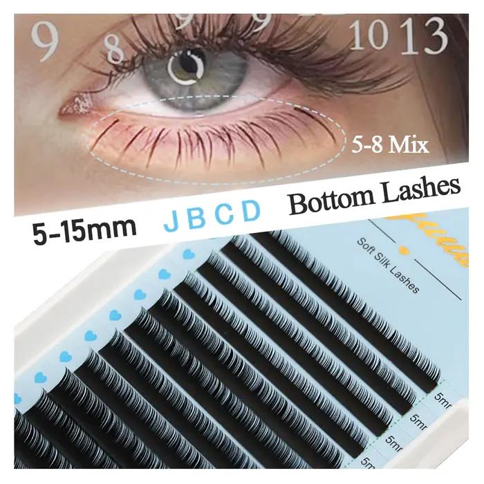 AGUUD J B C D Volume Extension de cils individuels cils noir mat naturel doux 5-7mm cils inférieurs